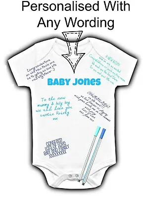 £6.29 • Buy Baby Shower Game Baby Vest Guest Book New Mummy To Be Gift Pens Personalised