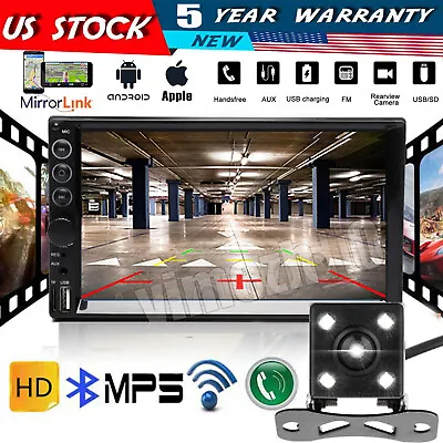 7  In Dash Double Din Car Stereo Media Player Touchscreen Auto Radio 4LED Camera • $50.40