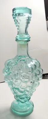 Mod Dep DECANTER Made In Italy 500 Ml Liquor Glass Bottle 3D Grape Green Tint • $19.95