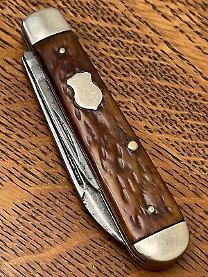 Vintage John Primble Belknap Jigged Bone 2 Blade Swell End Knife 4953 • $72.99