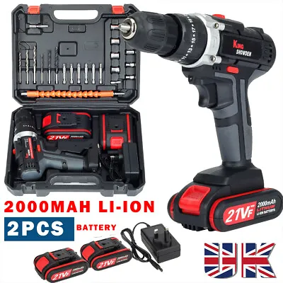 £35.99 • Buy 21V Cordless Combi Hammer Impact Drill Driver Electric Screwdriver & 2 Battery