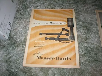 1956 Massey - Harris Tractor Attachments Ad 1 Pg Original 8 X 11  Smoke Free • $5