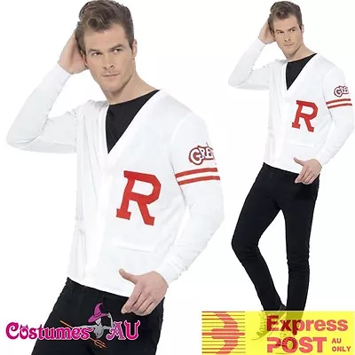 $31.99 • Buy Mens Rydell Prep 50s Costume 1950s Grease Fancy Dress School Jock Jumper Jocker