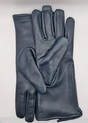 Women Genuine Leather Three Lined Navy Blue Winter Gloves Free Delivery • £7.99