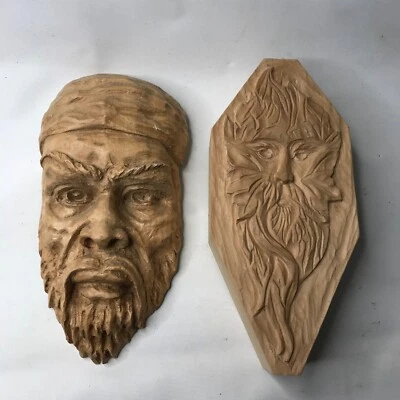 £9.99 • Buy Hand Carved Lime Wood Faces. Green Man ??