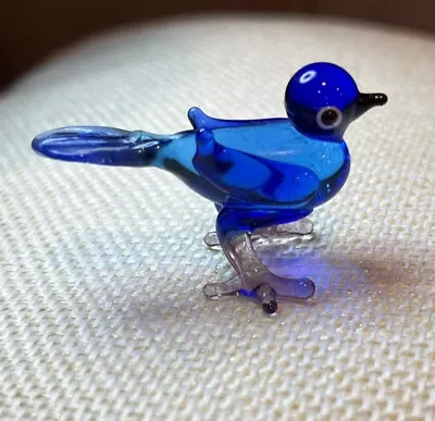 Vintage Miniature Mini Blue Bird  Art Glass Figurine • $21.95