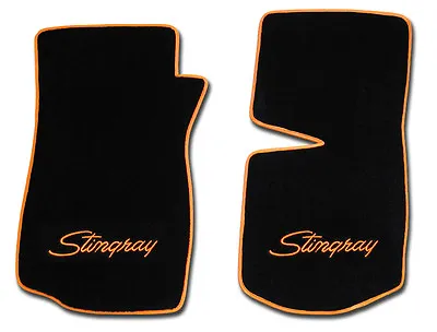 NEW! Floor Mats 1968-1978 C3 Corvette With Embroidered Stingray Script Orange  • $154.99