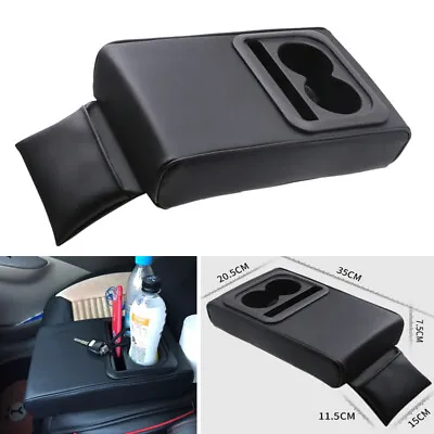 US Armrest Cushion Pad Center Console Storage Box Cover Rear Seat Cup Holder Set • $45.49