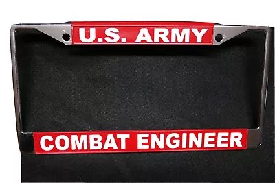 Military License Plate Frame-U.S. Army  Combat Engineer #811150--Chromed Metal • $19.95