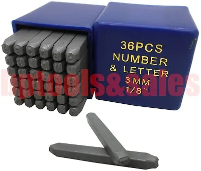 36pc 1/8  3MM Letter & Number Stamp Punch Set Hardened Steel Metal Wood Leather • $17.99