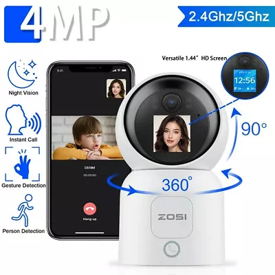 ZOSI PTZ 4MP WIFI Wired Dual-Way Video Baby&Pet Monitor Home Security Camera • $76.99