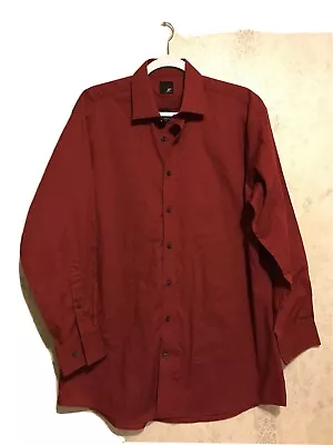J. Ferrar Men Long Sleeve Button Up Shirt L Large Modern Fit Red Cotton • $5.88