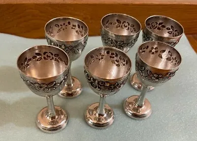 Maciel Mexican Hand Hammered Sterling Silver Goblets Set Of Six • $350