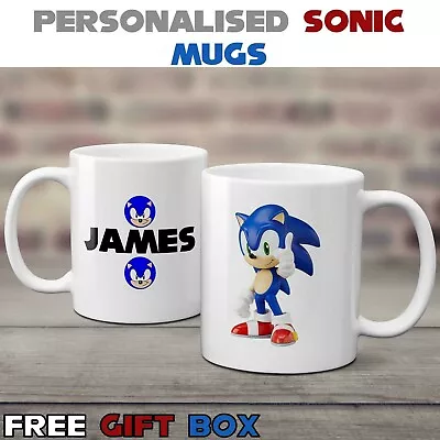 Personalised Print Name On Mug Sonic The Hedgehog Mug Birthday  Kids Gift Great • £7.49