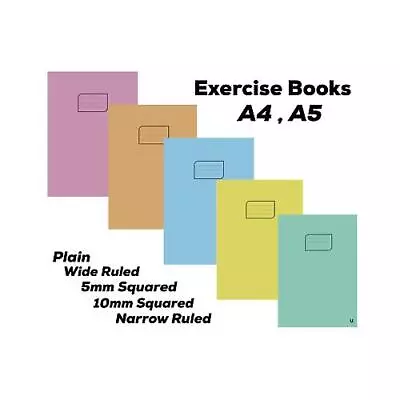 Exercise Books School Homework Notebook Class School Math Ruled Plain Exercise • £4.99