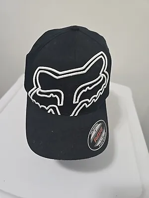 FOX Mens  SIZED CAP  FLEX 45  BLACK FLEX FIT MX MOTOCROSS ROUNDED PEAK • $11