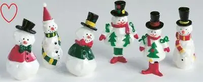 £5.25 • Buy 6 Mini Snowman Christmas Cake Decorations Yule Log Toppers Xmas Figures Picks
