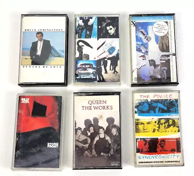 Lot Of 6 Classic Rock Cassette Springsteen U2 Elton John Billy Joel Queen Police • $11.95