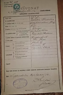 1893 Nagybecskerek Hungary Jewish Document Signed By Rabbi Mor Klein • $0.99