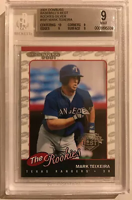 2001 Donruss Baseball's Best Silver Rookies #R91 Mark Teixeira RC BGS MINT 9 • $21.05