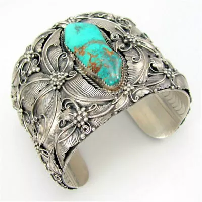 Vintage Carve Silver Turkish Handmade Turquoise Bracelet Men Women Party Jewelry • $4.07