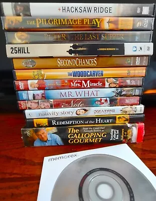 DVDChristian Family Religious DVD Lot Nativity Hacksaw The Note Woodcarver READ  • $27