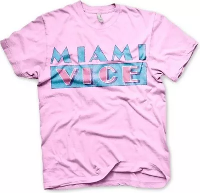 Miami Vice Distressed Logo T-Shirt Pink • £25.70