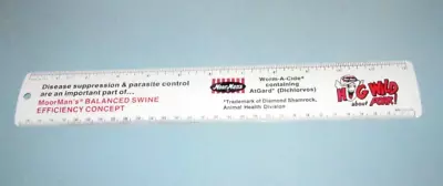 Vintage 12  MoorMan's Metal Advertising Ruler Worm-A-Cide Hog Wild About Pork EX • $21.58