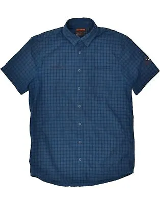 MAMMUT Mens Short Sleeve Shirt Medium Navy Blue Check Polyester AN21 • £14.70