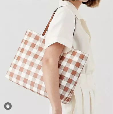 Oroton Brown / Tan Checkered Tote With Pouch • $68.99