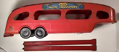Vintage MARX  RED Deluxe Auto Transport Car Carrier Trailer Only 15.5  & 2 Ramps • $99