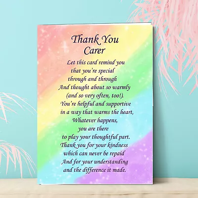 Thank You Verse Poem Greeting Card CARER FRIEND MUM SON DAUGHTER TEACHER STAFF • £3.25