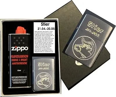 Zippo Stier Zodiac Sign + Request Engraving + With Or Without Gift Set • £27.07