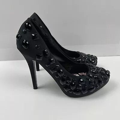 Ed Hardy Christian Audigier Women Beaded Black Pumps Heels Shoes Size 7 • $52