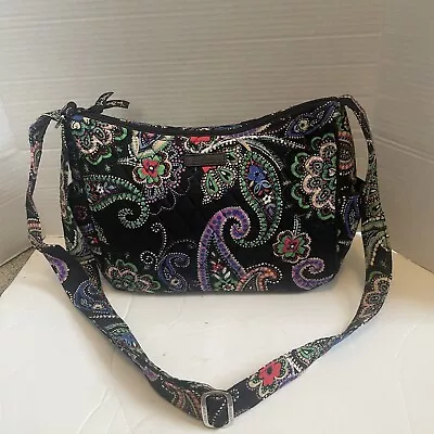 Vera Bradley Bandana Swirl Black & Pink Paisley Floral Crossbody Purse Handbag • $13.99