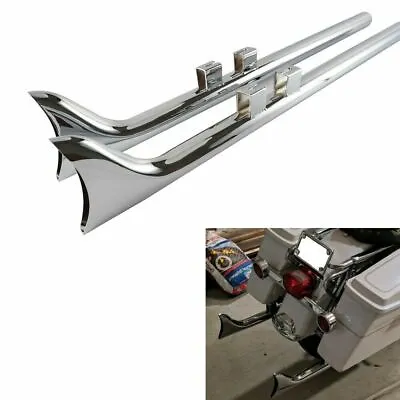 36  Chrome Fishtail Slip On Mufflers Exhaust Pipes Dual For Harley Touring 95-16 • $135.79