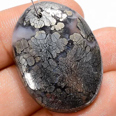 Marcasite Agate Oval Cabochon Drilled Loose Gemstone 49.5 Ct. 31X23X5 Mm A-27342 • £4.39