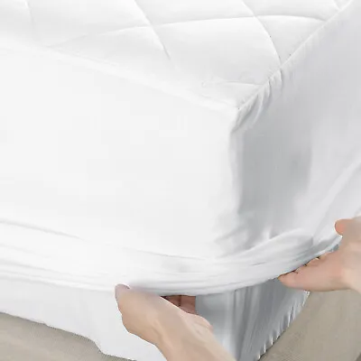 £9.99 • Buy Extra Deep Quilted Mattress Protector Topper 30cm Fitted Bed Cover ALL SIZES