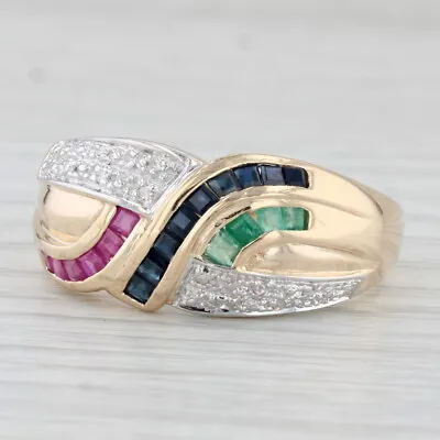 0.72ctw Sapphire Ruby Diamond Ring 14k Yellow Gold Size 11.5 Men's • $529.99