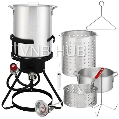 Outdoor Deep Turkey Fryer  Stock Pot Cooker Rack 10QT Fish Pot 30QT Gas Propane • $104.99