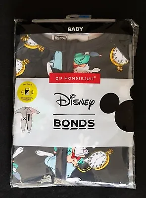 New Bonds Disney Black Alice In Wonderland Zippy Wondersuit Size 3 24-36 Months • $22.95