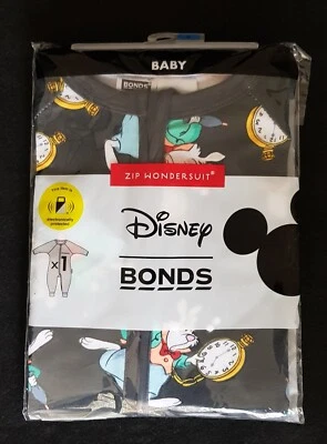 New Bonds Disney Black Alice In Wonderland Zippy Wondersuit Size 3 24-36 Months • $22.95