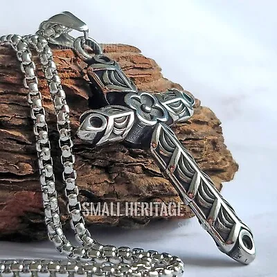 Stainless Steel Celtic Irish Cross Necklace Norse Viking Knot Pendant Men Women • $22.97