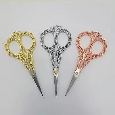 Antique Tone European Vintage Plum Blossom Sewing Needlework Embroidery Scissors • $10.99