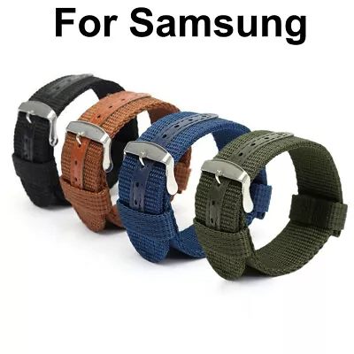 For Samsung Galaxy Watch Active 2 40mm/44mm Military Canvas Nylon Strap Band  • $6.99