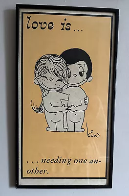 Vintage Love Is… Needing One Another Original Glass Framed Picture Kim LA TIMES • £45