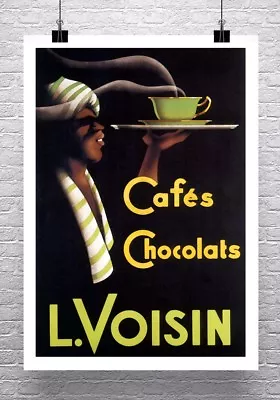 Cafe Chocolate L. Voisin Vintage Coffee Poster Canvas Giclee Print 24x32 In. • $82.45