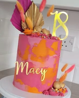 Customised Cake Topper Name And Number Cake Charm Decoration Glitter/Mirror Card • £4.99