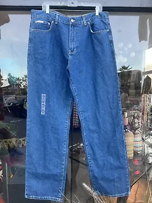 Vtg 90s NWT Calvin Klein Baggy Straight Leg Denim Blue Jeans Pants 38 X 34 NEW • $45