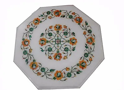 £221.72 • Buy 12  Marble Side End Table Top Semi Precious Stone Inlay Handicraft Work